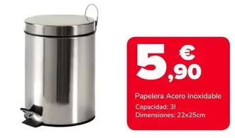 Oferta de Papelera Acero Inoxidable por 5,9€ en Supeco