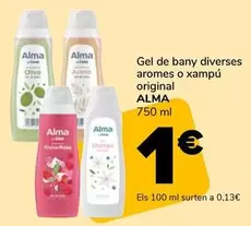 Oferta de Alma - Gel De Bany Diverses Aromas O Xampú Original por 1€ en Supeco