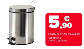 Oferta de Paperera D'Acer Inoxidable por 5,9€ en Supeco