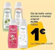 Oferta de Alma - Gel De Bano Varios Aromas O Champu Original por 1€ en Supeco