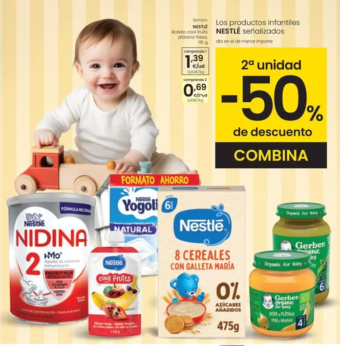 Oferta de Nestlé - Bolsita Cool Fruits Plátano Fresa por 1,39€ en Eroski