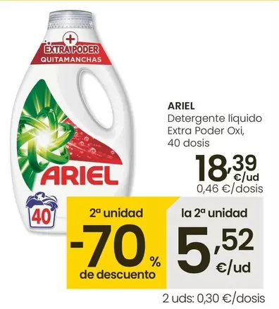 Oferta de Ariel - Detergente Líquido Extra Poder Oxi por 18,39€ en Eroski