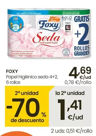 Oferta de Foxy - Papel Higiénico Seda  por 4,69€ en Eroski