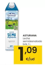 Oferta de Asturiana - Leche Semidesnatada por 1,09€ en Eroski