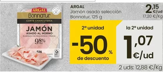 Oferta de Argal - Jamón Asado Selección Bonnatur por 2,15€ en Eroski