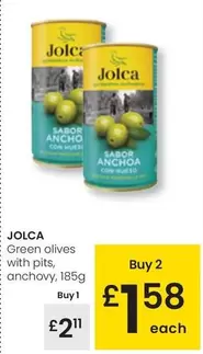 Oferta de Jolca - Green Olives With Pits Anchovy por 2,11€ en Eroski