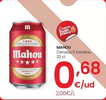 Oferta de Mahou - Cerveza 5 Estrellas por 0,68€ en Eroski