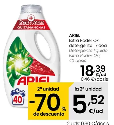 Oferta de Ariel - Detergente Liquido Extra Poder Oxi por 18,39€ en Eroski