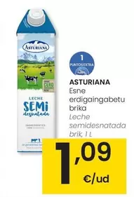 Oferta de Asturiana - Leche Semidesnatada por 1,09€ en Eroski