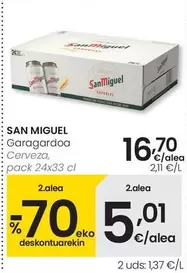 Oferta de San Miguel - Cerveza por 16,7€ en Eroski