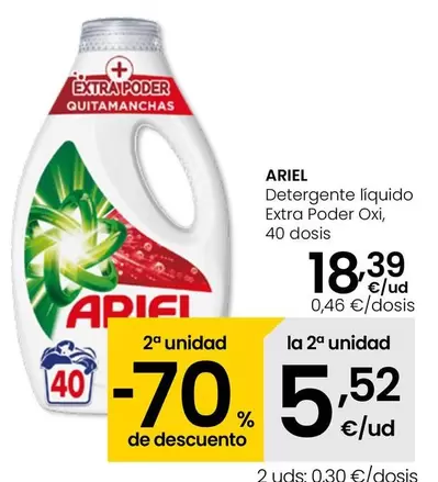 Oferta de Ariel - Detergente Liquido Extra Poder Oxi por 18,39€ en Eroski