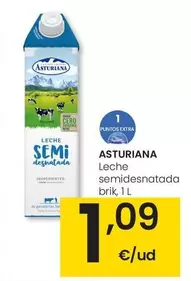 Oferta de Asturiana - Leche Semidesnatada por 1,09€ en Eroski