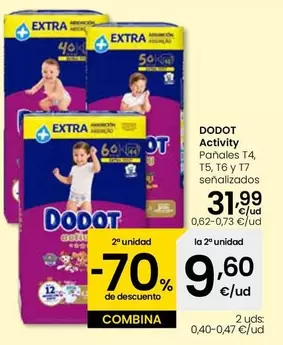 Oferta de Dodot - Pañales T4, T5, T6 Y T7 por 31,99€ en Eroski