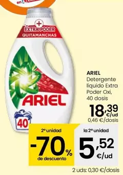 Oferta de Ariel - Detergente Liquido Extra Poder Oxi por 18,39€ en Eroski