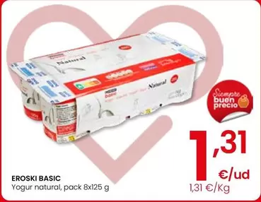 Oferta de Eroski Basic - Yogur Natural por 1,31€ en Eroski