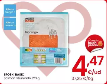 Oferta de Eroski Basic - Salmon Ahumado por 4,47€ en Eroski