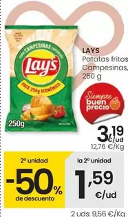 Oferta de Lay's - Patatas Fritas Campesinas por 3,19€ en Eroski