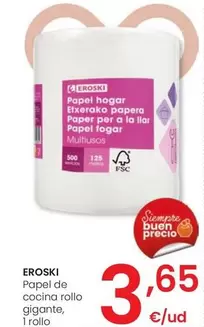 Oferta de Eroski - Papel De Cocina Rollo Gigante por 3,65€ en Eroski