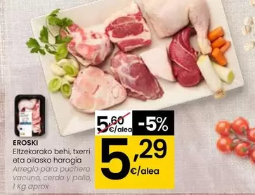 Oferta de Eroski - Arreglo Para Puchero Vacuno, Cerdo Y Pollo por 5,29€ en Eroski