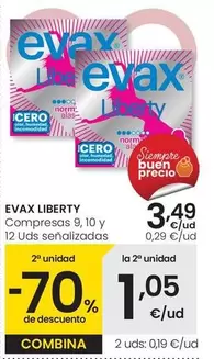 Oferta de Evax - Liberty Compresas por 3,49€ en Eroski