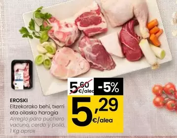 Oferta de Eroski - Arreglo Para Puchero Vacuno, Cerdo Y Pollo por 5,29€ en Eroski