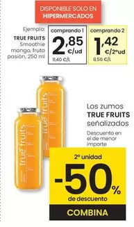 Oferta de True Fruits - Smoothie Mango, Fruta Pasión por 2,85€ en Eroski