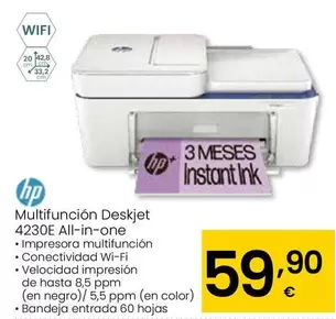 Oferta de HP - Multifunción Deskjet 4230E All-In-One por 59,9€ en Eroski