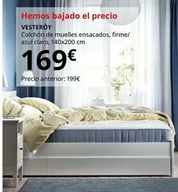 Oferta de Vesteroy - Colchón De Muelles Ensacados, Firme/Azul Claro, 140x200 Cm por 169€ en IKEA