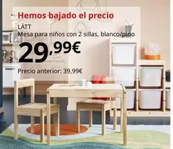 Oferta de Latt - Mesa Para Niños Con 2 Sillas, Blanco/Pino por 29,99€ en IKEA