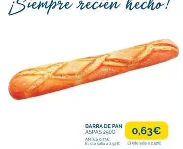 Oferta de Barra De Pan por 0,63€ en Supermercados La Despensa