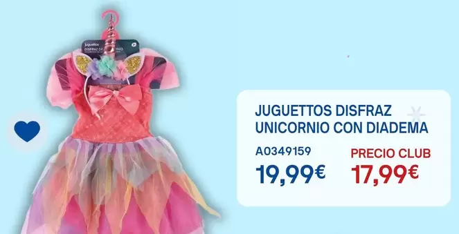 Oferta de Juguettos Disfraz Unicornio Con Diadema por 19,99€ en Juguettos