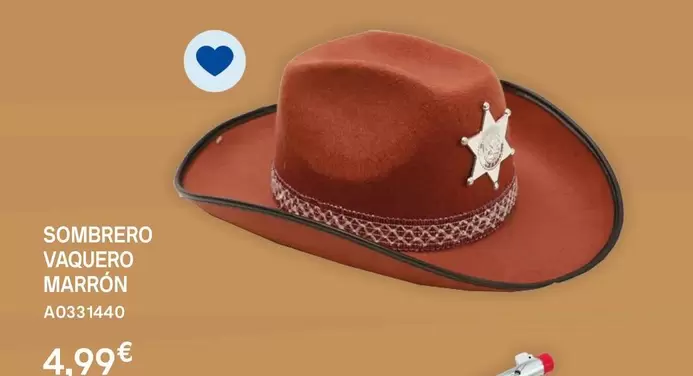 Oferta de Sombrero Vaquero Marron por 4,99€ en Juguettos