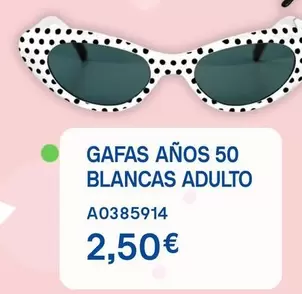 Oferta de Gafas Años 50 Blancas Adulto por 2,5€ en Juguettos