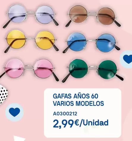 Oferta de Gafas Años 60 Varios Modelos por 2,99€ en Juguettos