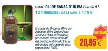 Oferta de Oli De Sansa D'Oliva por 20,95€ en Abordo