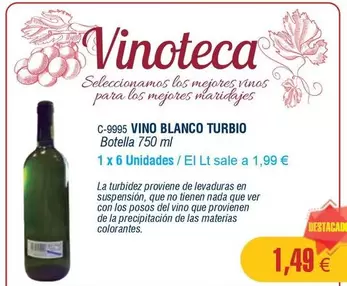 Oferta de Vino Blanco Turbio por 1,49€ en Abordo