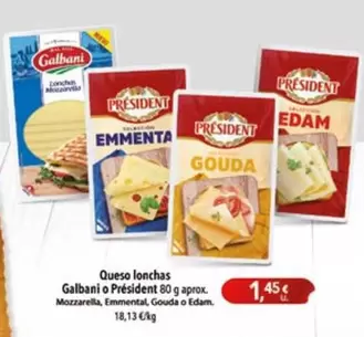 Oferta de Galbani - Queso Lonchas O Président por 1,45€ en Coviran