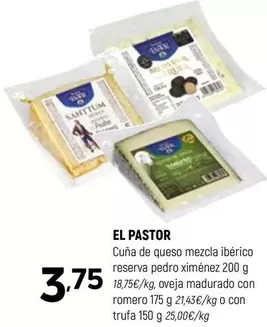 Oferta de El Pastor - Cuna De Queso Mezcla Iberico Reserva Pedro Ximénez por 3,75€ en Coviran