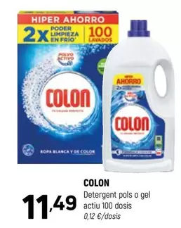 Oferta de Colon - Detergent Pols O Gel Actiu 100 Dosis por 11,49€ en Coviran