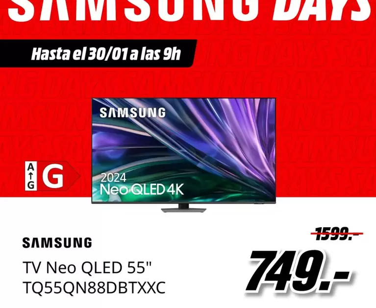 Oferta de Samsung - Tv Neo Qled 55" Tq55qn88dbtxxc por 749€ en MediaMarkt