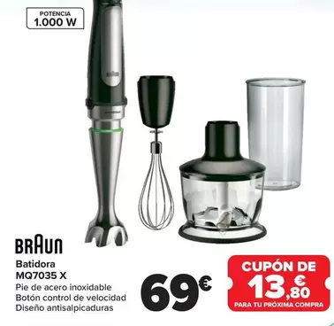 Oferta de Braun - Batidora MQ7035 X por 69€ en Carrefour