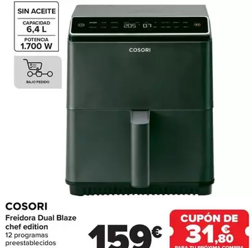 Oferta de Cosori - Freidora Dual Blaze Chef Edition por 159€ en Carrefour