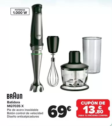 Oferta de Braun - Batidora MQ7035 X por 69€ en Carrefour