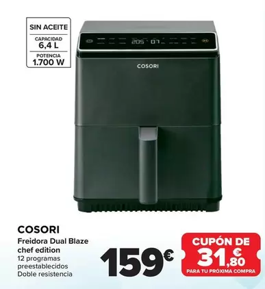 Oferta de Cosori - Freidora Dual Blaze Chef Edition por 159€ en Carrefour