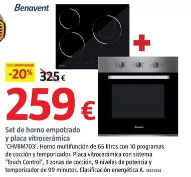 Oferta de Benavent - Set De Horno Empotrado Y Placa Vitroceramica por 259€ en BAUHAUS