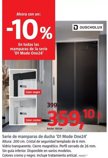 Oferta de Duscholux - Serie De Mamparas De Ducha 'D1 Mode One24' por 359€ en BAUHAUS