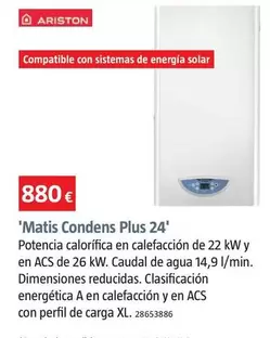 Oferta de Ariston - Calderas De Gas Matis Condens Plus 24 por 880€ en BAUHAUS