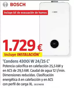 Oferta de Bosch - Calderas De Gas Condens 4300i W 24/25 C por 1729€ en BAUHAUS