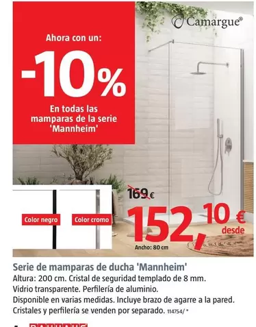 Oferta de Camargue - Serie De Mamparas De Ducha 'Mannheim' por 152,1€ en BAUHAUS