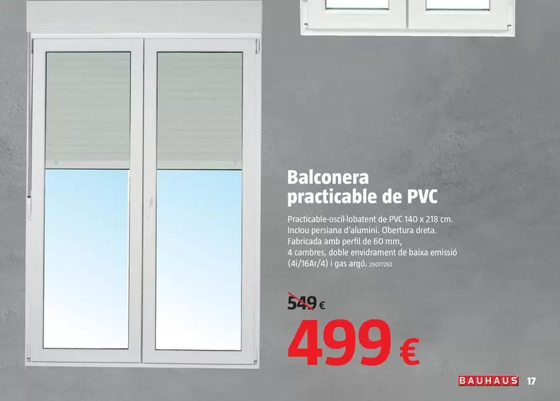 Oferta de Balconera Practicable De PVC  por 499€ en BAUHAUS